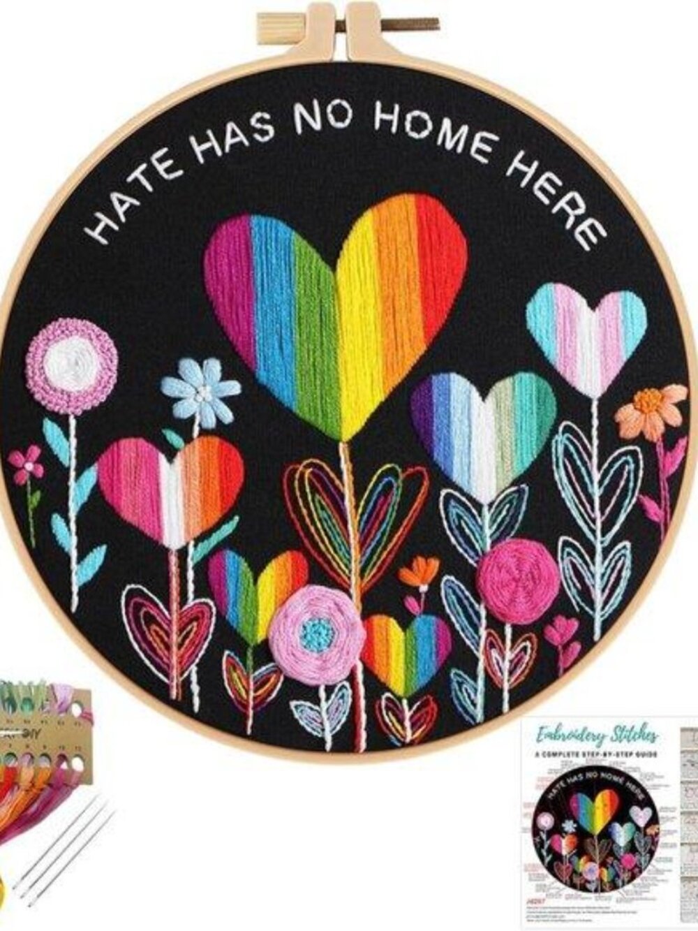 Flower Beginners Embroidery Kits,Cross Stitch Kit for Adults,DIY Needlepoint wit